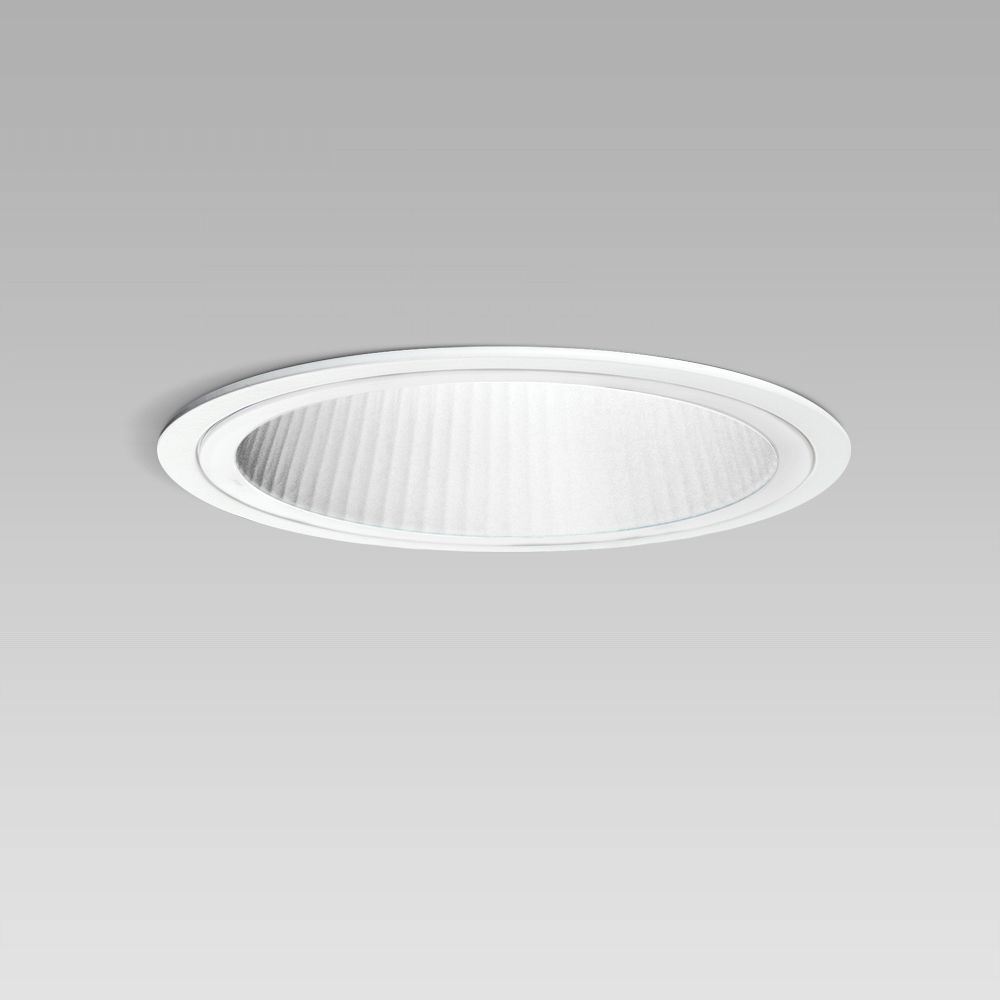 Apparecchio da incasso a soffitto per l'illuminazione di interni, dal design elegante e dalla minima profondità di incasso, con riflettore bianco e LED professional